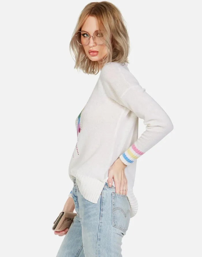 Vivian Dripping Star Creme Women039s Lauren Moshi Sweaters and Knits