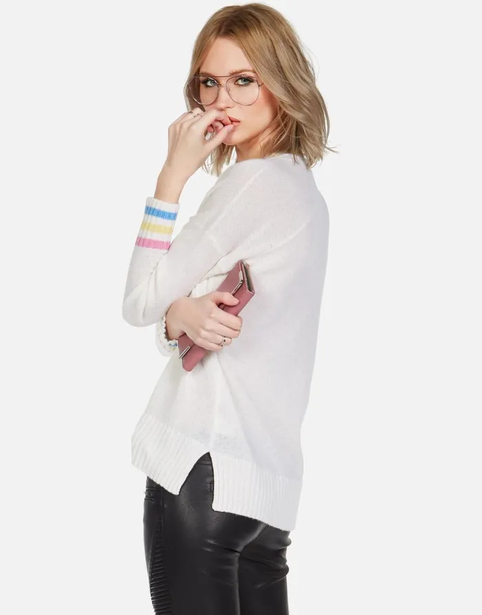 Vivian Dripping Star Creme Women039s Lauren Moshi Sweaters and Knits