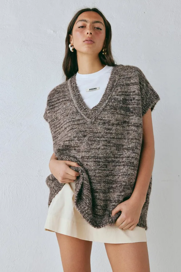 VRG GRL Anita Knit Tunic Vest Marle Women Vests VRG GRL Anita Knit Tunic Vest Marle Women Vests