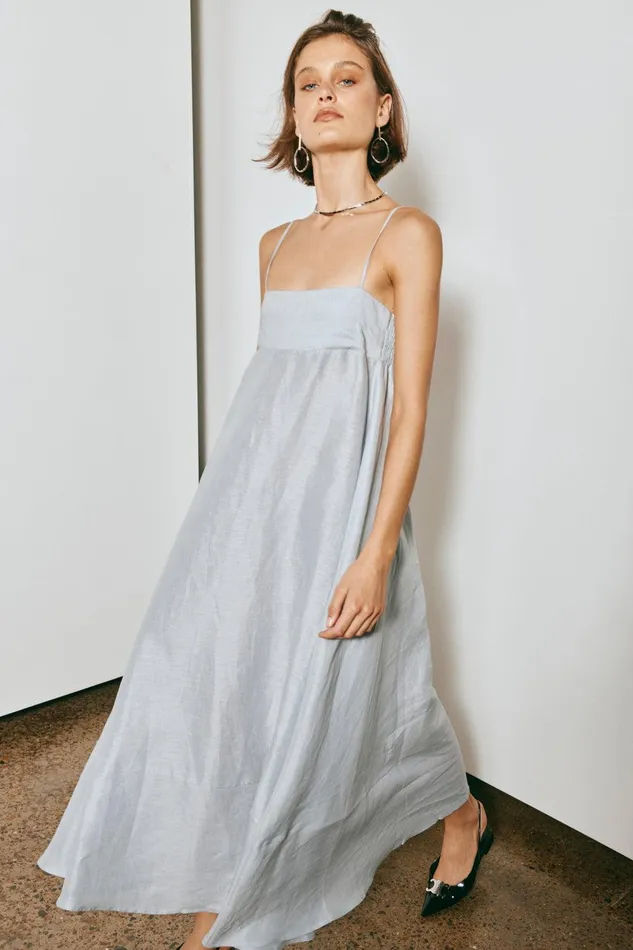 VRG GRL Behati Linen Maxi Dress Sky Women MidiMaxi Dresses
