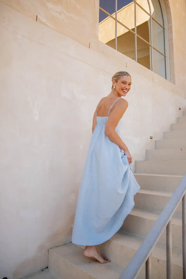 VRG GRL Behati Linen Maxi Dress Sky Women MidiMaxi Dresses VRG GRL Behati Linen Maxi Dress Sky Women MidiMaxi Dresses