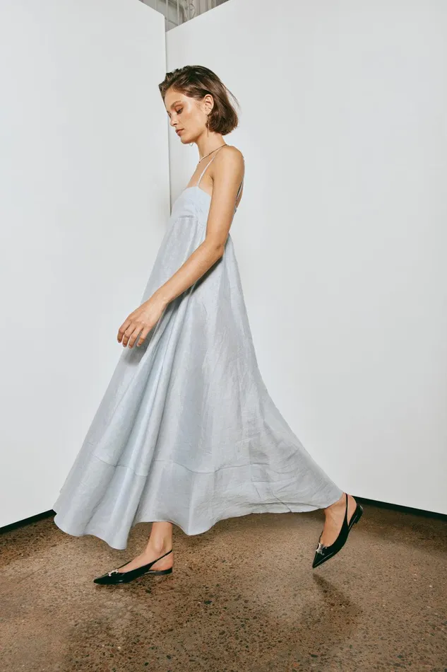 VRG GRL Behati Linen Maxi Dress Sky Women MidiMaxi Dresses VRG GRL Behati Linen Maxi Dress Sky Women MidiMaxi Dresses