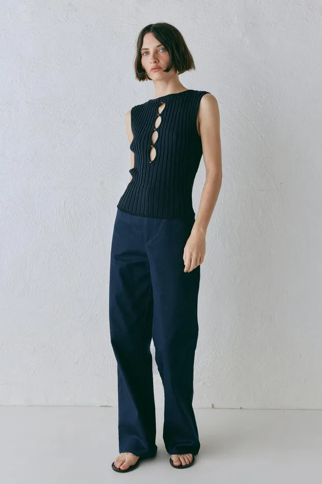 VRG GRL Billie Knit Top Navy Women Sleeveless VRG GRL Billie Knit Top Navy Women Sleeveless
