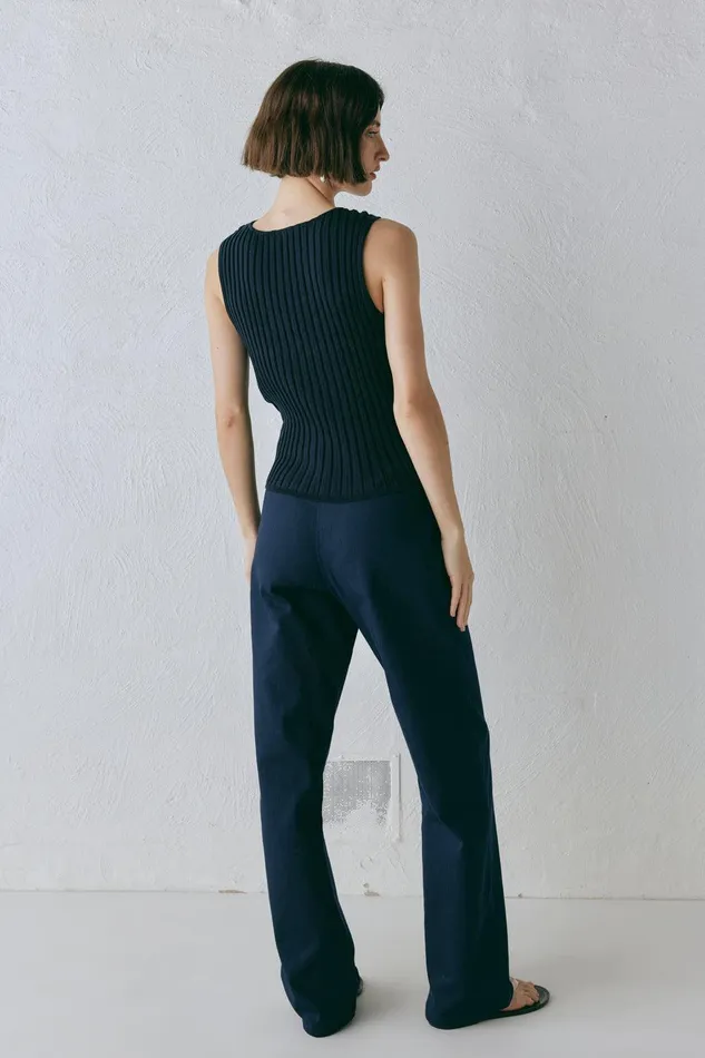 VRG GRL Billie Knit Top Navy Women Sleeveless VRG GRL Billie Knit Top Navy Women Sleeveless