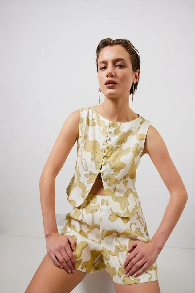 VRG GRL Celeste Linen Top Tropic Women Sleeveless VRG GRL Celeste Linen Top Tropic Women Sleeveless