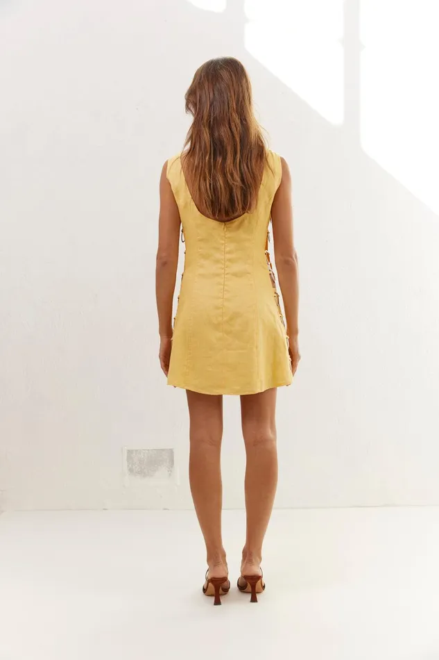 VRG GRL Discoteca Mini Dress Yellow Women Mini Dresses VRG GRL Discoteca Mini Dress Yellow Women Mini Dresses