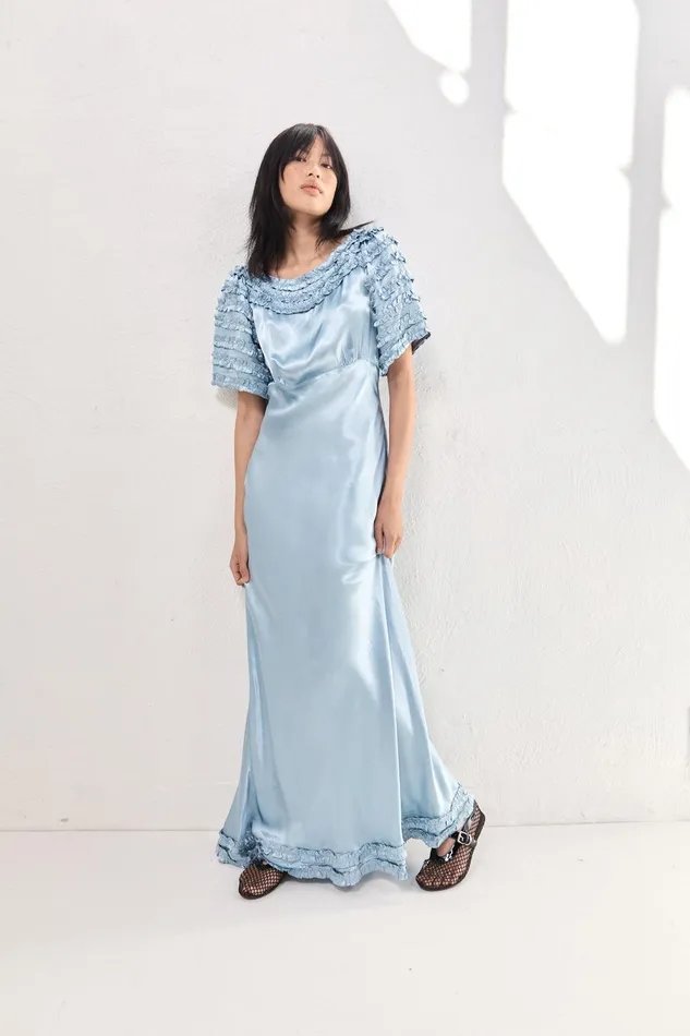 VRG GRL Freja Satin Maxi Dress Sky Women MidiMaxi Dresses