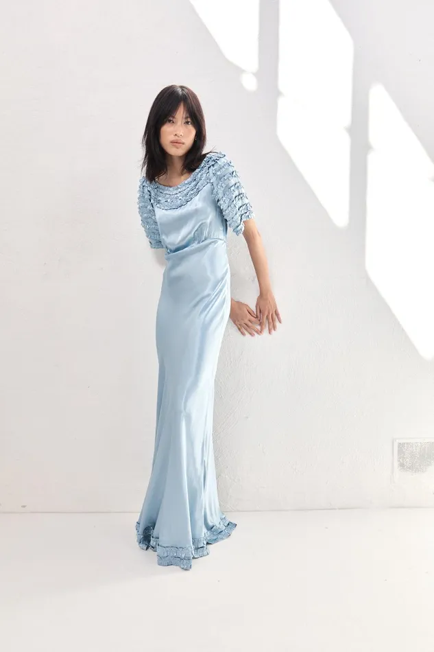 VRG GRL Freja Satin Maxi Dress Sky Women MidiMaxi Dresses