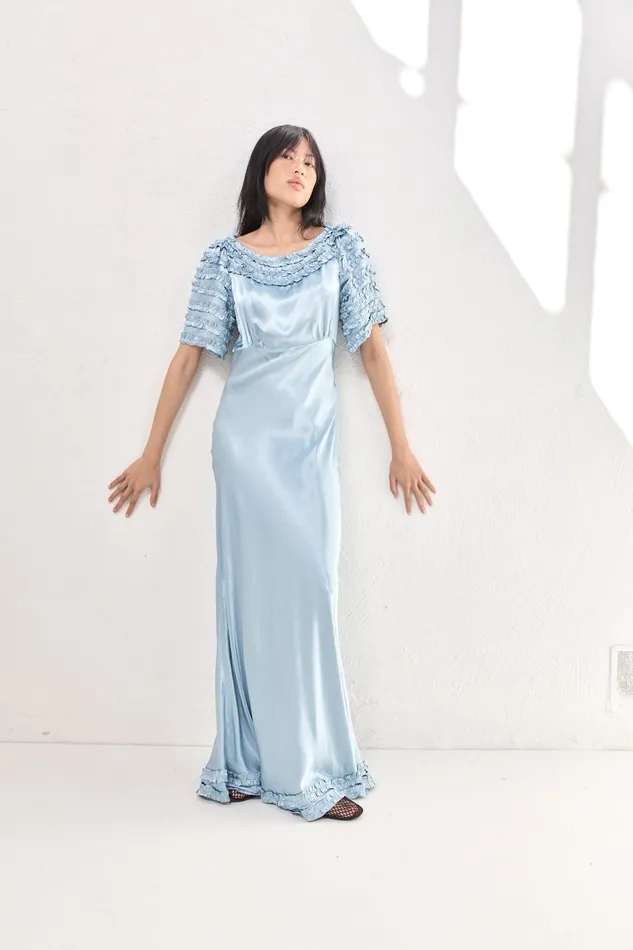 VRG GRL Freja Satin Maxi Dress Sky Women MidiMaxi Dresses