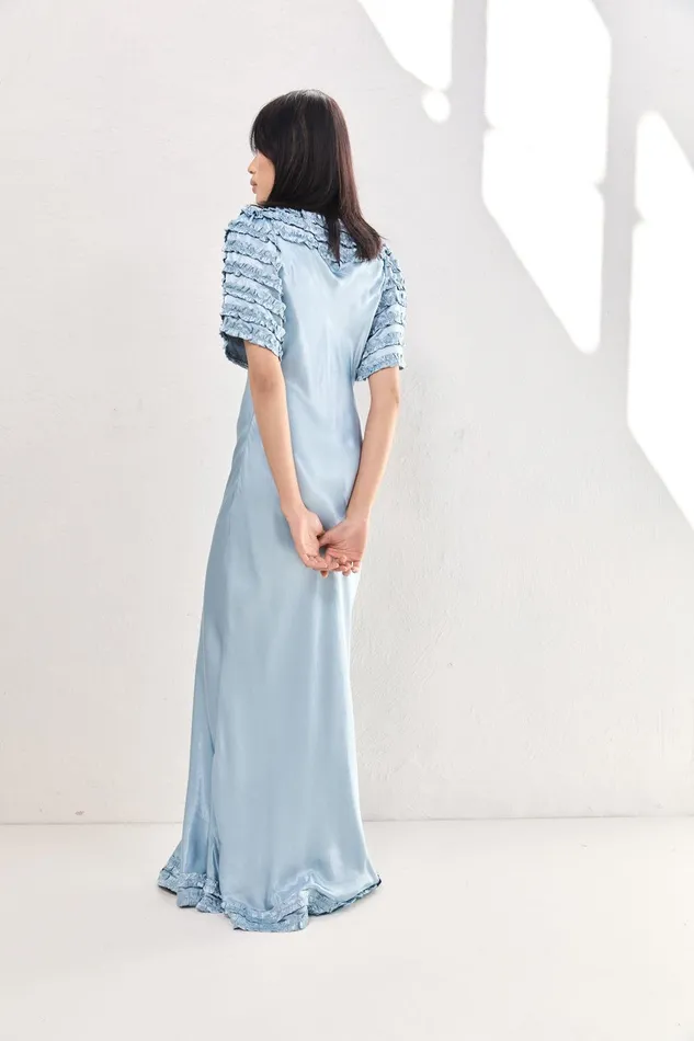 VRG GRL Freja Satin Maxi Dress Sky Women MidiMaxi Dresses