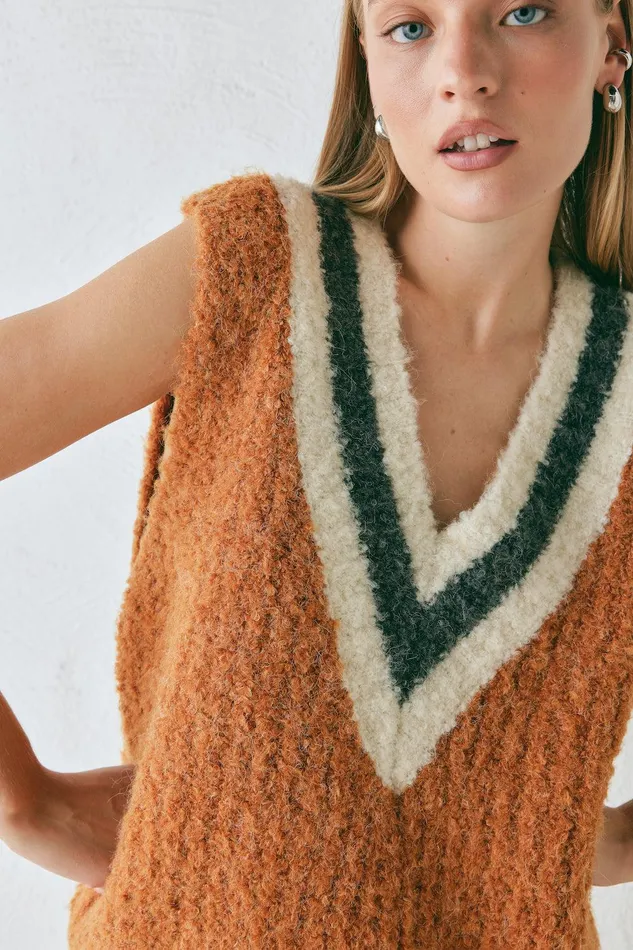 VRG GRL Macy Knit Vest Burnt Orange Women Vests VRG GRL Macy Knit Vest Burnt Orange Women Vests