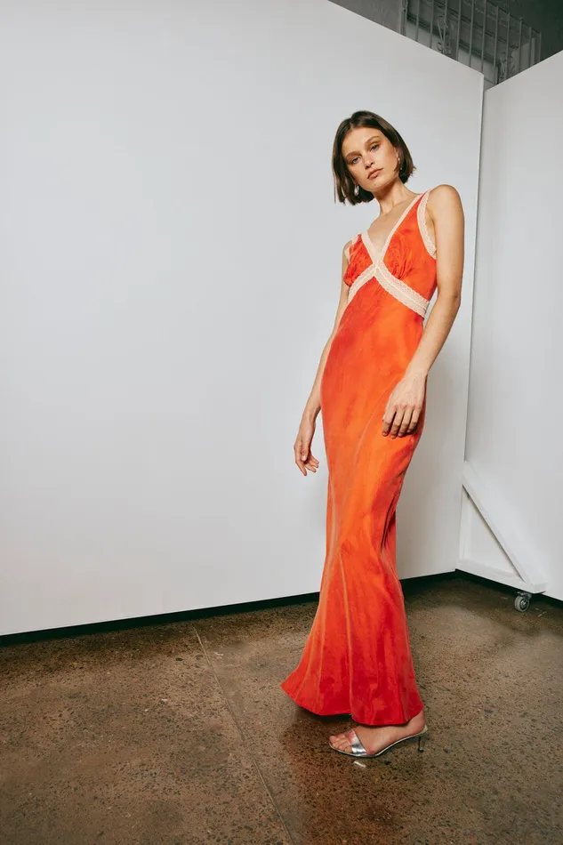 VRG GRL Meet Me On The Dance Floor Bias Cut Maxi Dress Orange Women MidiMaxi Dresses VRG GRL Meet Me On The Dance Floor Bias Cut Maxi Dress Orange Women MidiMaxi Dresses