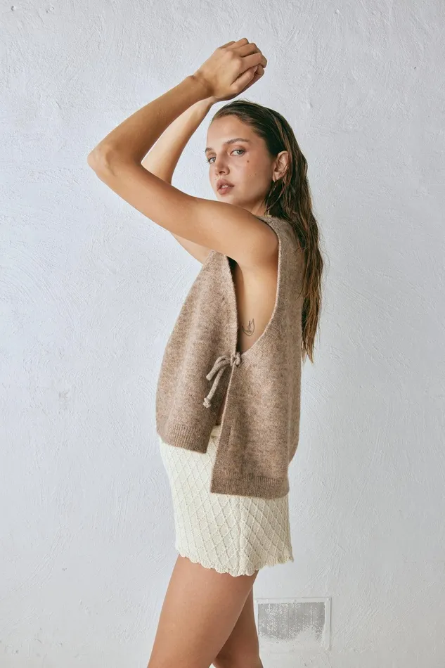 VRG GRL Molly Knit Vest Taupe Women Vests VRG GRL Molly Knit Vest Taupe Women Vests