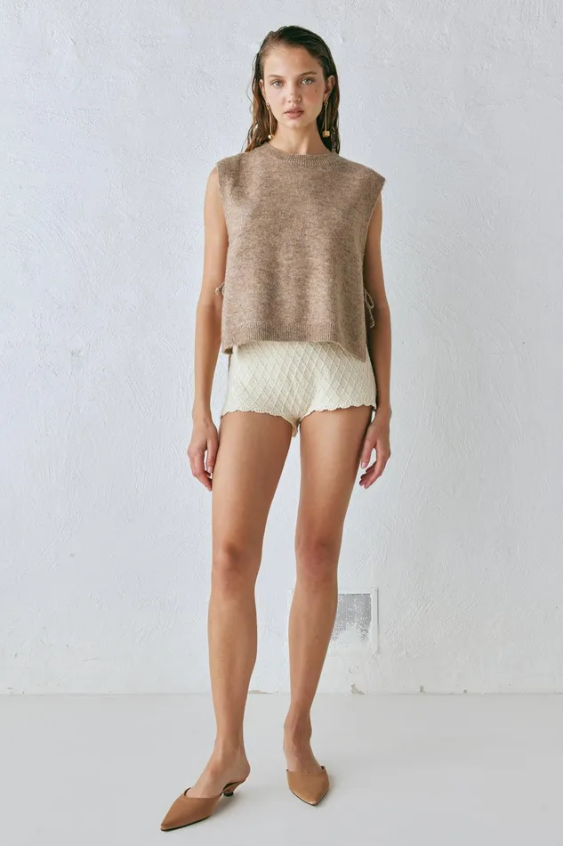 VRG GRL Molly Knit Vest Taupe Women Vests VRG GRL Molly Knit Vest Taupe Women Vests