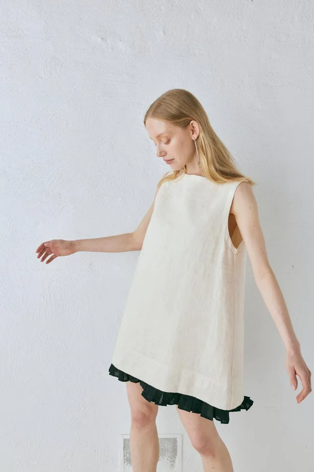 VRG GRL Musa Linen Mini Dress Cream Women Mini Dresses