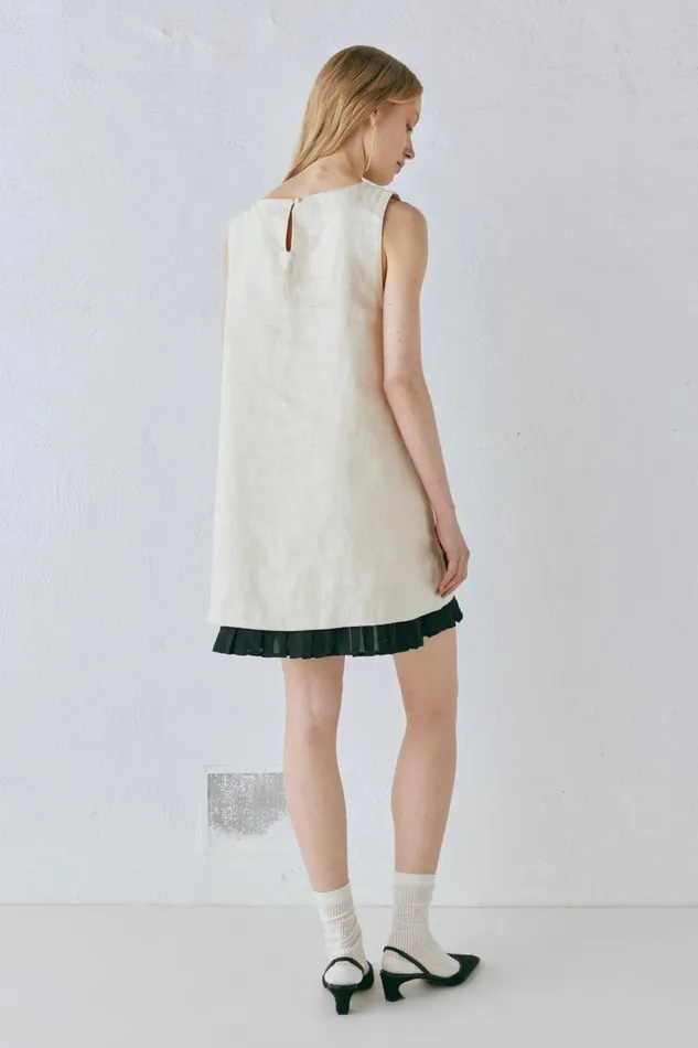 VRG GRL Musa Linen Mini Dress Cream Women Mini Dresses