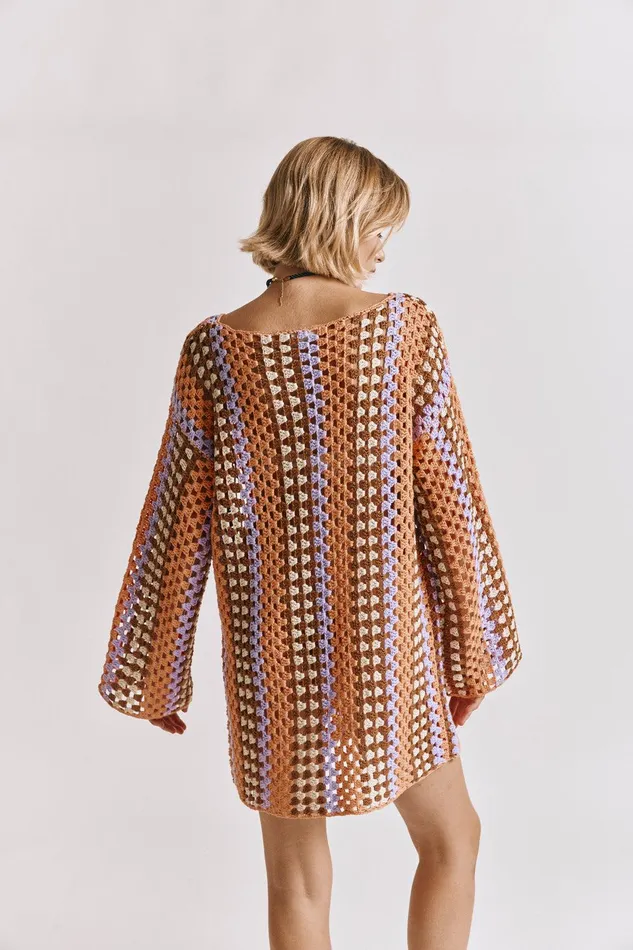 VRG GRL Myra Crochet Mini Dress Apricot Women Mini Dresses VRG GRL Myra Crochet Mini Dress Apricot Women Mini Dresses