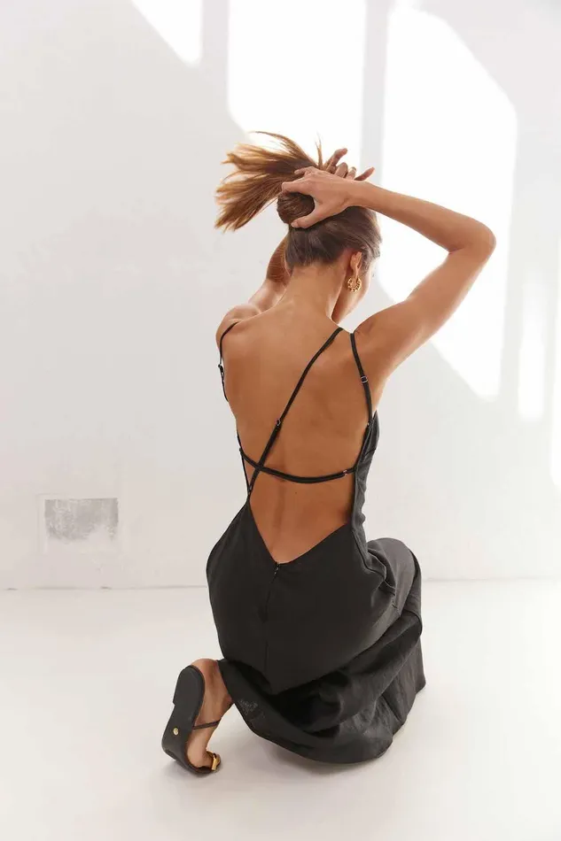 VRG GRL Opal Linen Maxi Dress Black Women MidiMaxi Dresses VRG GRL Opal Linen Maxi Dress Black Women MidiMaxi Dresses