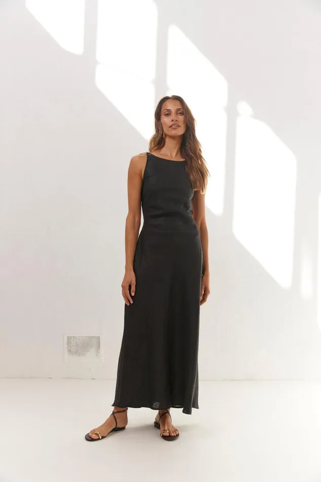 VRG GRL Opal Linen Maxi Dress Black Women MidiMaxi Dresses VRG GRL Opal Linen Maxi Dress Black Women MidiMaxi Dresses