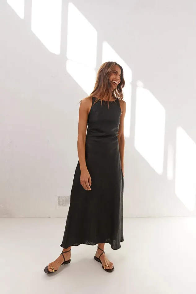 VRG GRL Opal Linen Maxi Dress Black Women MidiMaxi Dresses VRG GRL Opal Linen Maxi Dress Black Women MidiMaxi Dresses