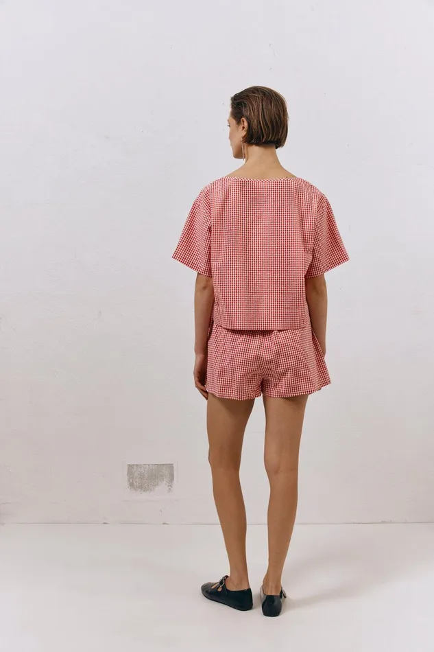VRG GRL The Sea and I Smock Top Red Women Short Sleeve VRG GRL The Sea and I Smock Top Red Women Short Sleeve