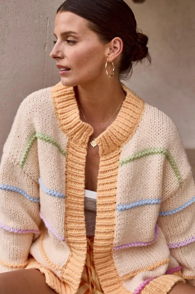 VRG GRL Vera Cardigan Apricot Women JumpersSweaters VRG GRL Vera Cardigan Apricot Women JumpersSweaters