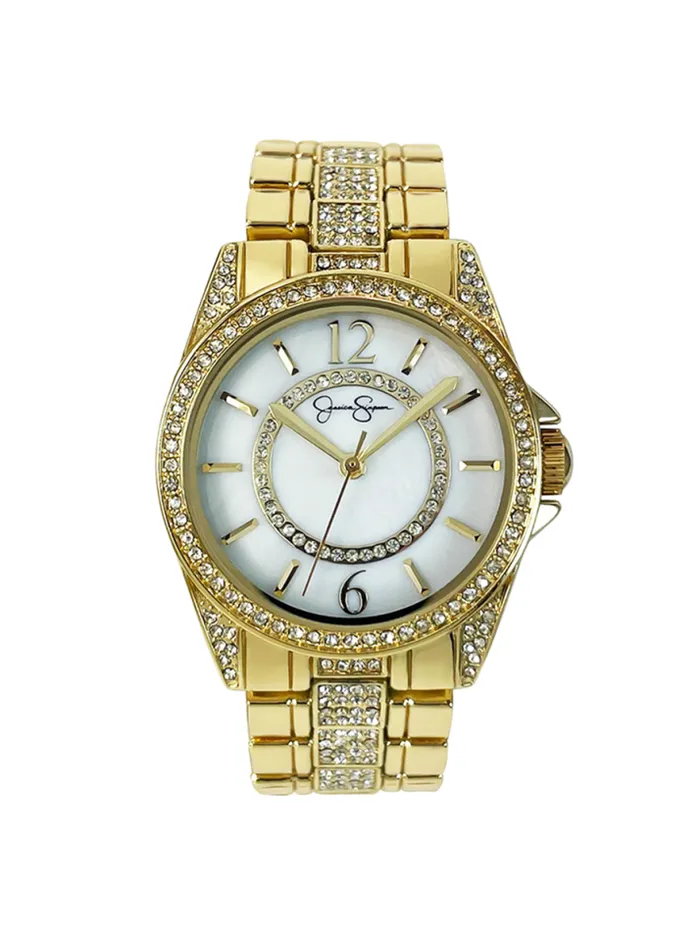 Watches Accessories Jessica Simpson Gold Tone Crystal Bracelet Watch