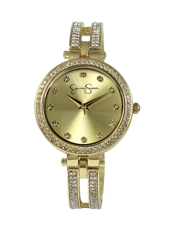 Watches Accessories Jessica Simpson Gold Tone Crystal Double Arm Bangle Watch