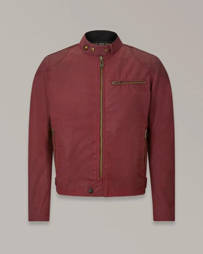 Waxed Jackets Men Belstaff Ariel Motorcycle Jacket Racing Red
