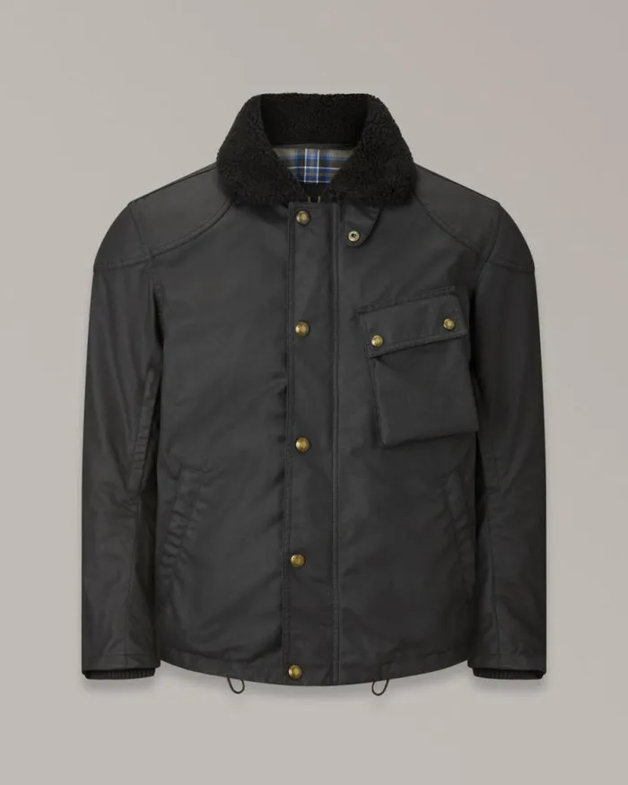 Waxed Jackets Men Belstaff Convoy Motorcycle Jacket Black