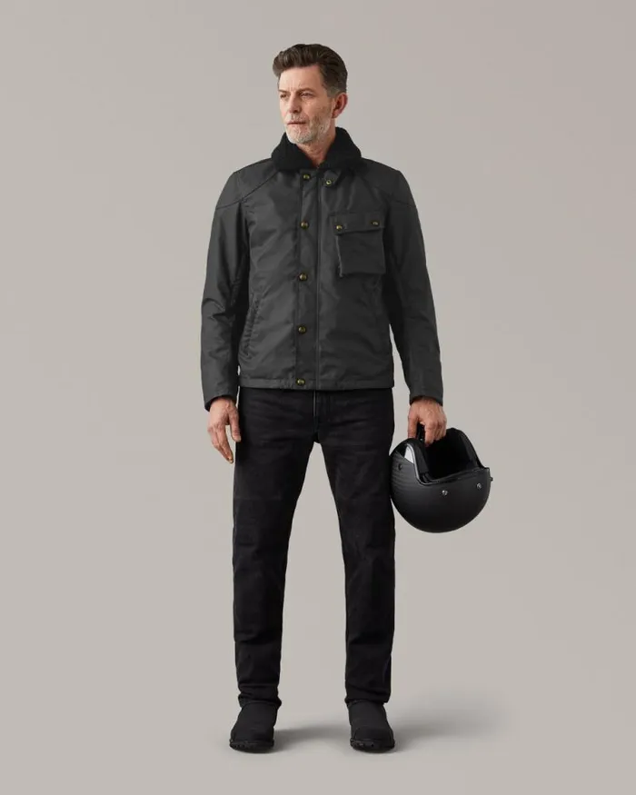 Waxed Jackets Men Belstaff Convoy Motorcycle Jacket Black