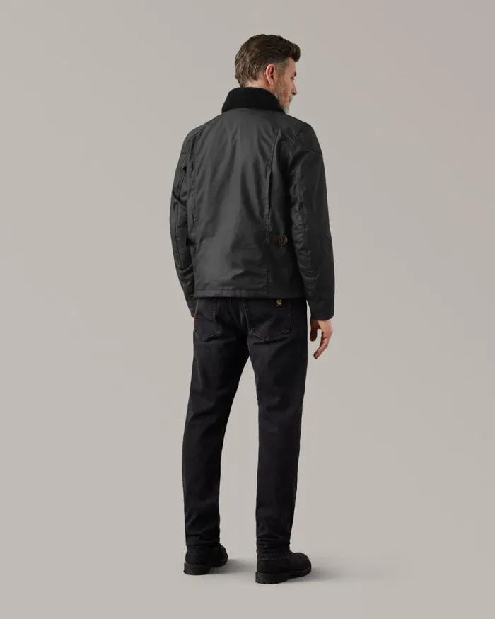 Waxed Jackets Men Belstaff Convoy Motorcycle Jacket Black