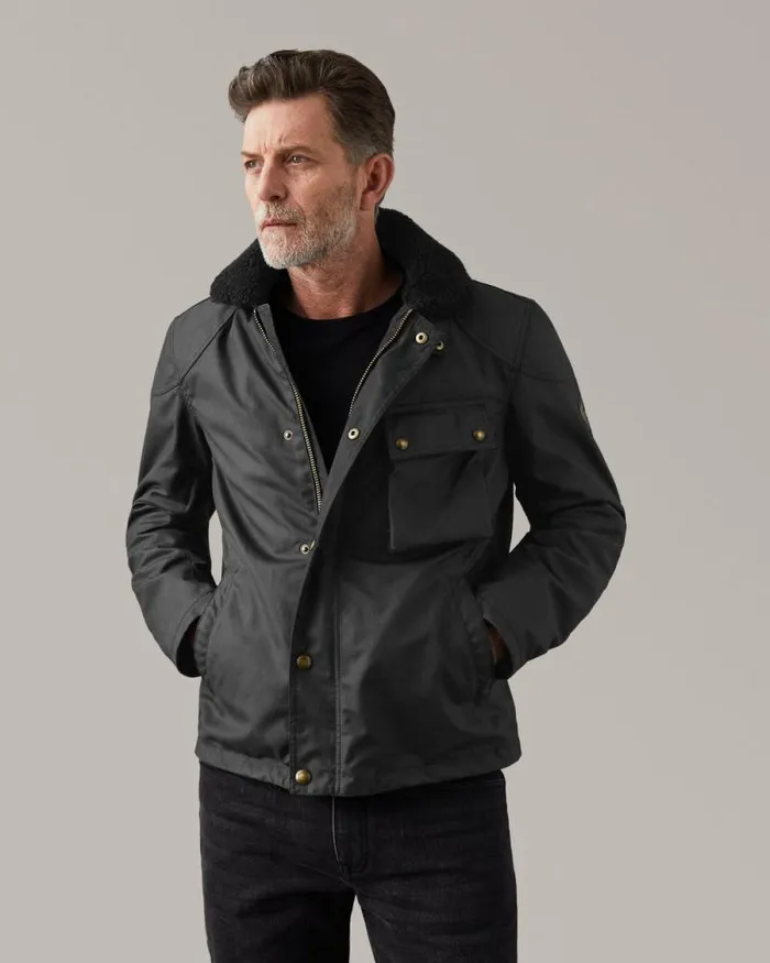 Waxed Jackets Men Belstaff Convoy Motorcycle Jacket Black