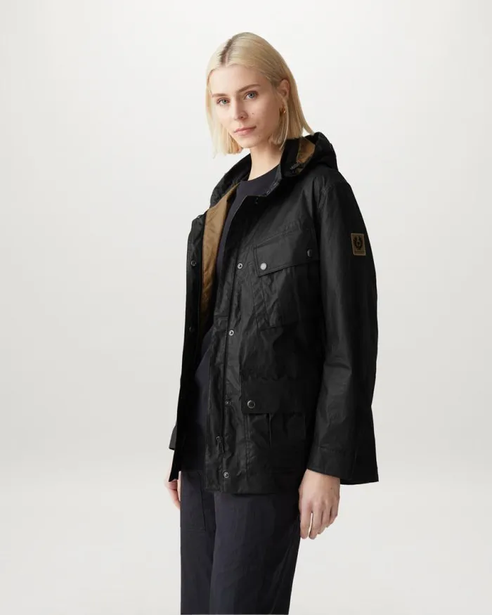 Waxed Jackets Women Belstaff Centenary Parka Black British Khaki Waxed Jackets Women Belstaff Centenary Parka Black British Khaki