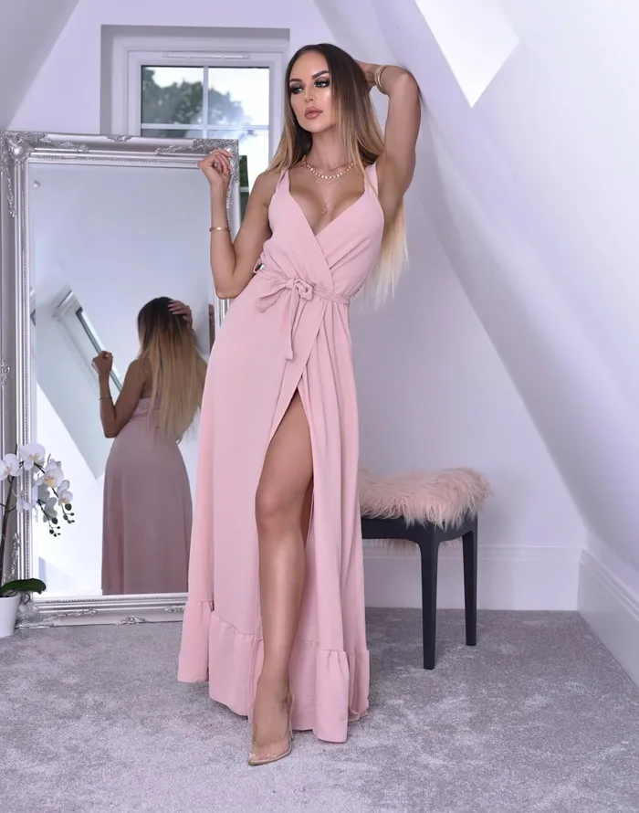 Whitney Blush Wrap Strappy Maxi Dress Women Missfiga Wrap Dresses