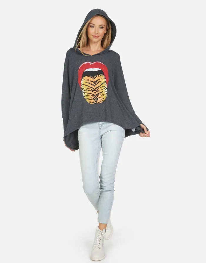 Wilma Tiger Tongue Heather Black Women039s Lauren Moshi Hoodies