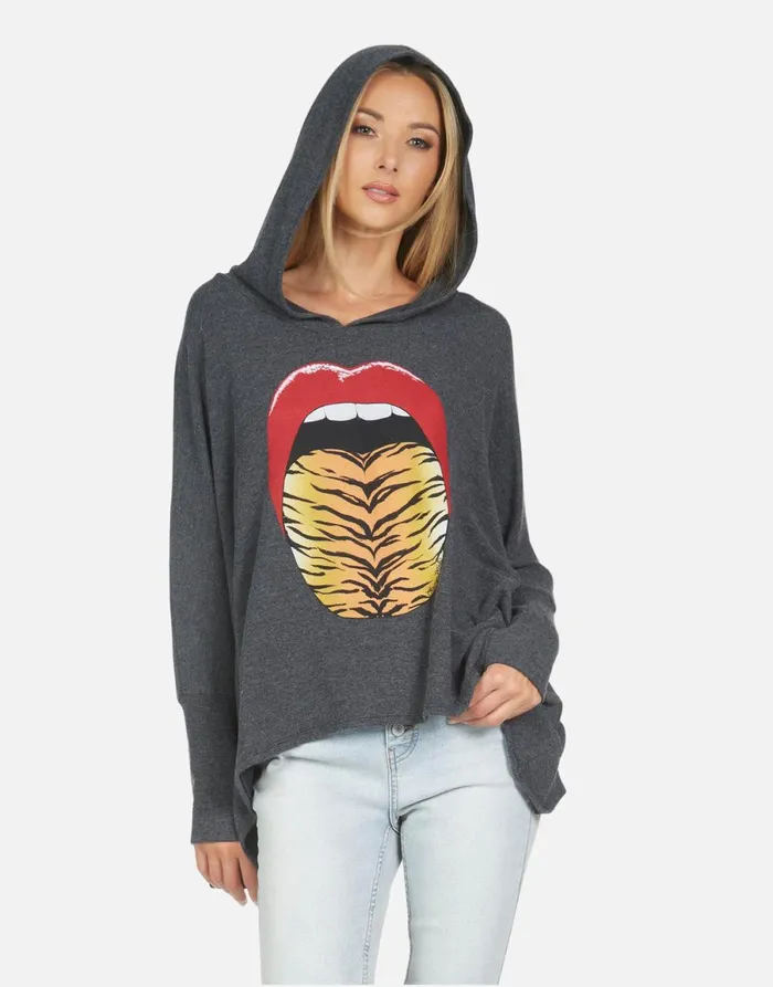 Wilma Tiger Tongue Heather Black Women039s Lauren Moshi Hoodies