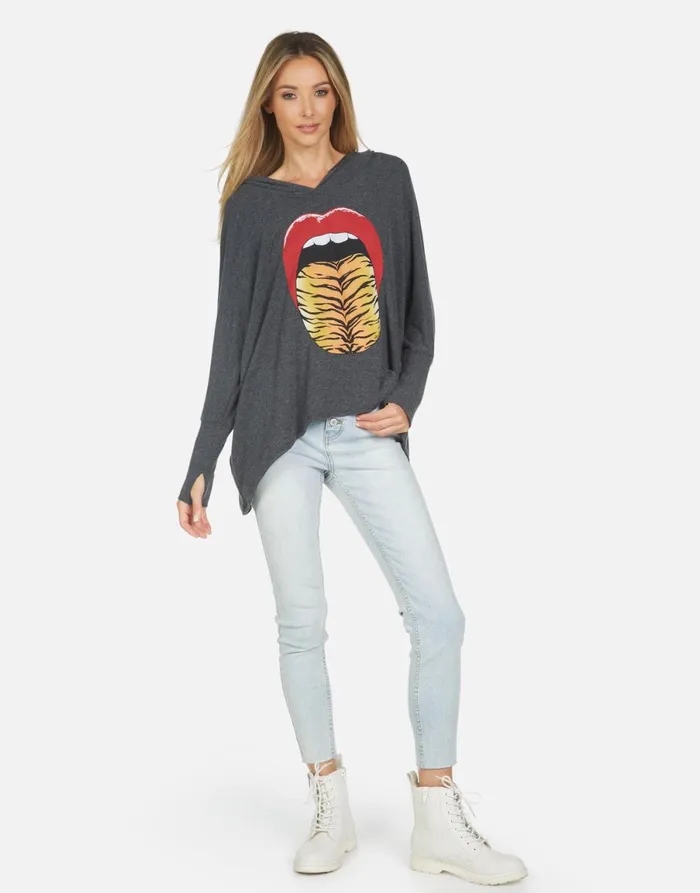 Wilma Tiger Tongue Heather Black Women039s Lauren Moshi Hoodies