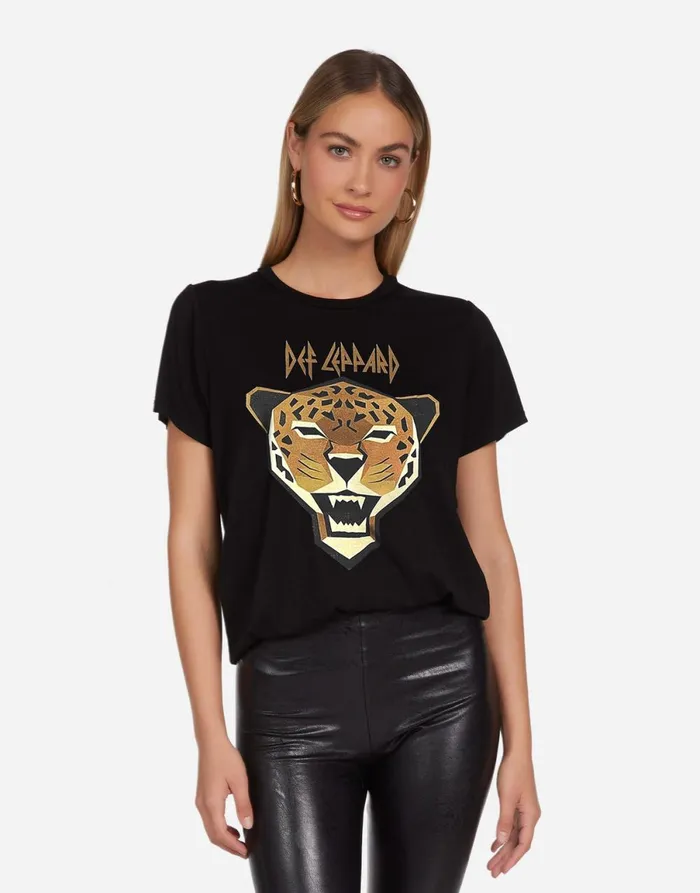 Wolf Geometric Def Leppard Black Women039s Lauren Moshi Short Sleeve