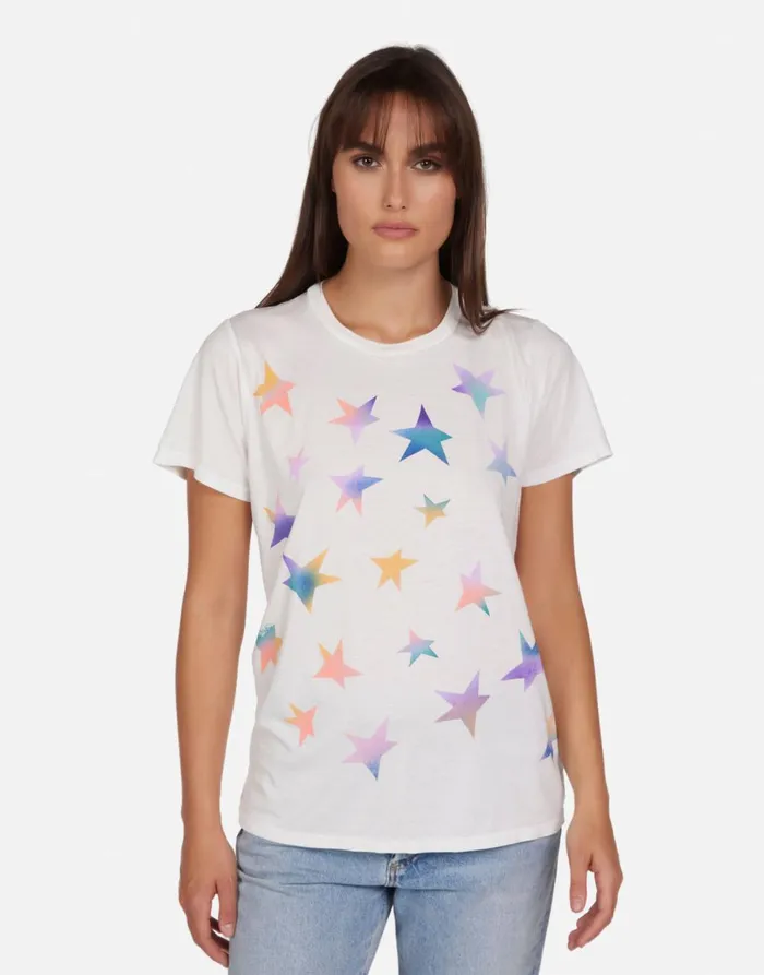 Wolf Rainbow Stars Milk Women039s Lauren Moshi Short Sleeve