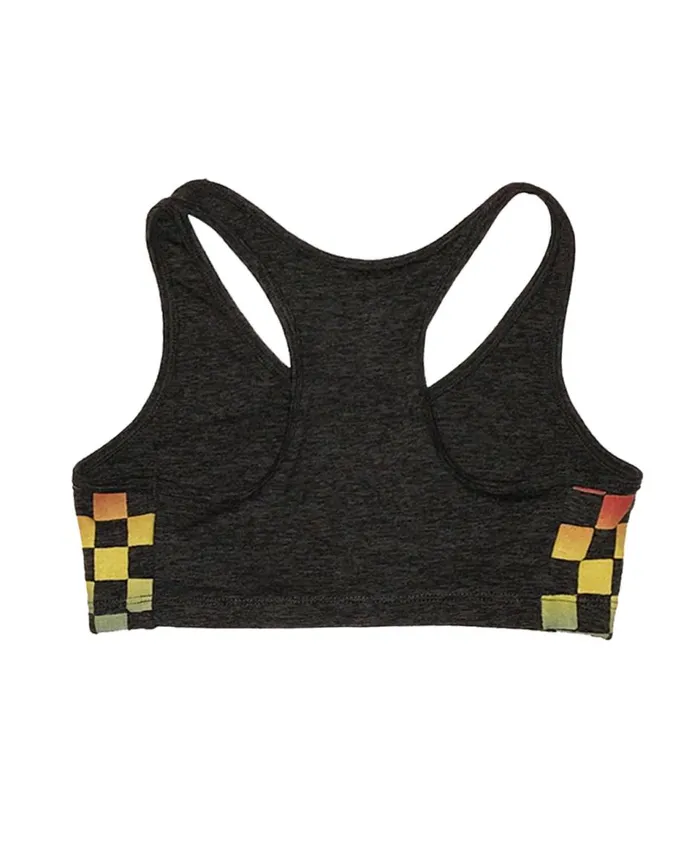 Women Activewear Aviator Nation RAINBOW CHECK SPORTS BRA 8211 CHARCOAL