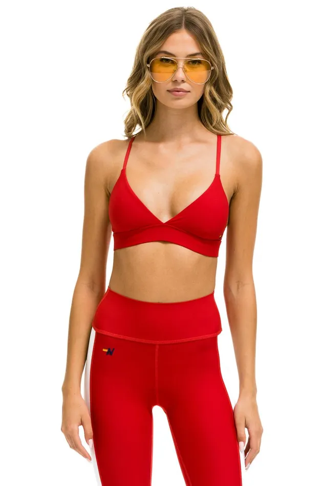 Women Activewear Aviator Nation TRIANGLE ADJUSTABLE WOMENS SPORTS BRA 8211 CHERRY