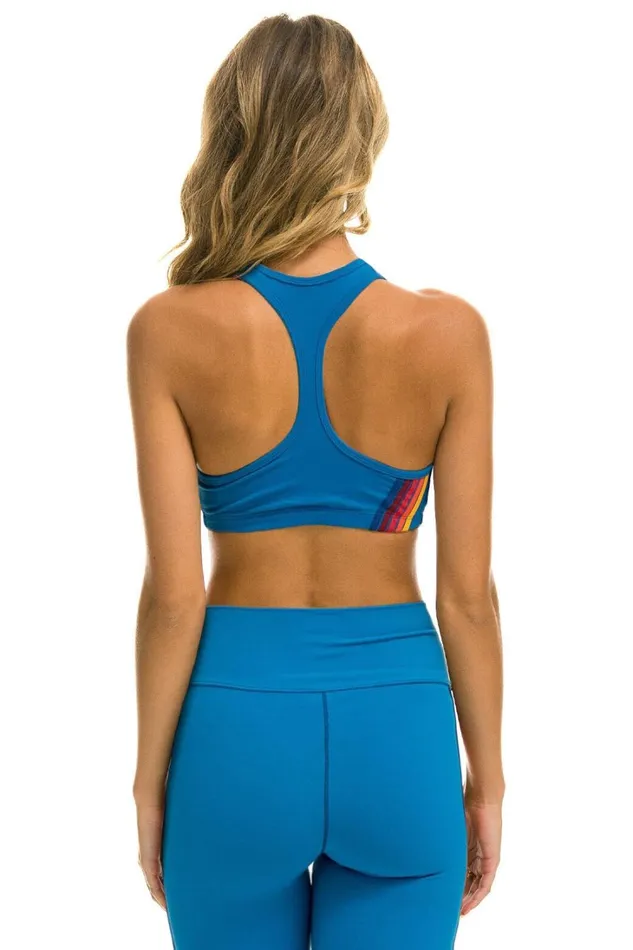 Women Activewear Aviator Nation WOMEN039S 5 STRIPE VCUT SPORTS BRA 8211 CARRIBEAN Women Activewear Aviator Nation WOMEN039S 5 STRIPE VCUT SPORTS BRA 8211 CARRIBEAN