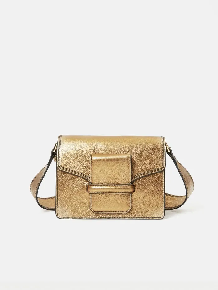Women Ada Leather Crossbody Bag Gold Jigsaw Leather