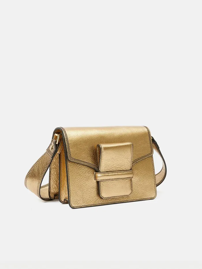 Women Ada Leather Crossbody Bag Gold Jigsaw Leather