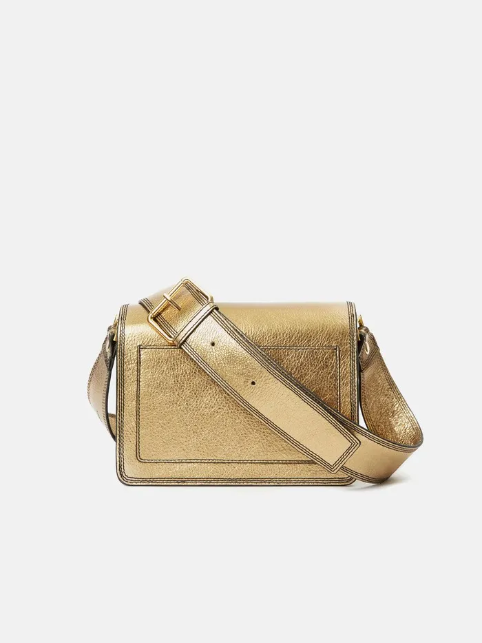 Women Ada Leather Crossbody Bag Gold Jigsaw Leather