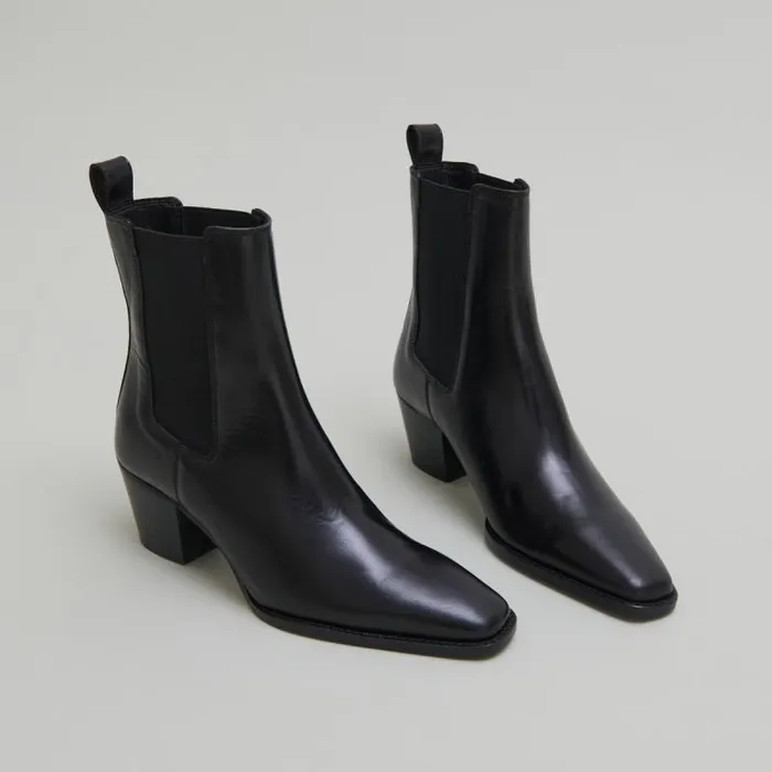 Women Ankle Boots With Beveled Heels And Pointed Toes Black JONAK Ankle Boots Lowboots