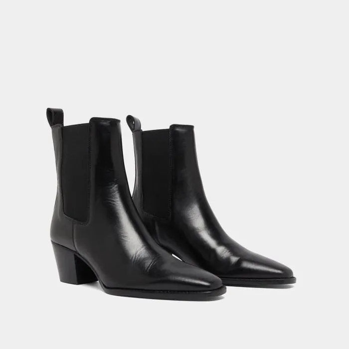 Women Ankle Boots With Beveled Heels And Pointed Toes Black JONAK Ankle Boots Lowboots