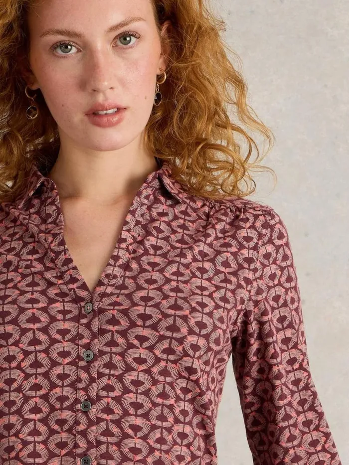 Women ANNIE COTTON SHIRT JERSEY Claret Multi White Stuff Shirts and Blouses Women ANNIE COTTON SHIRT JERSEY Claret Multi White Stuff Shirts and Blouses