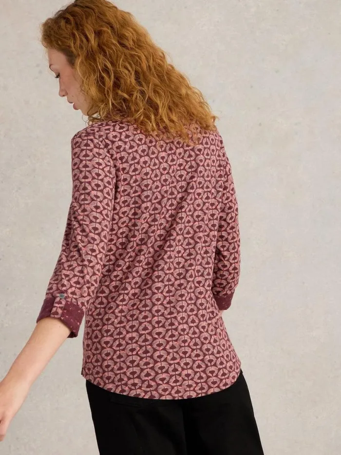 Women ANNIE COTTON SHIRT JERSEY Claret Multi White Stuff Shirts and Blouses Women ANNIE COTTON SHIRT JERSEY Claret Multi White Stuff Shirts and Blouses